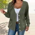 thumbnail image 2 of Fiaer Button Down Oversized Cardigans Sweaters For Women V-Neck Loose Long Sleeve Causal Solid Color Trendy Pocket Spliced Tops Green XXL, 2 of 5