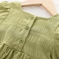 thumbnail image 4 of LEEy-world Robe de Fille de Fleur Contraste Maille Manches Courtes Taille Haute Évasé une Robe Courte de Ligne, Vert, 4 of 5