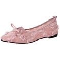 thumbnail image 3 of Casual Shoes for Women Elegant Wide Fit Lace Mesh Pointed Toe With Bow Breathable Casual Shoes For Everyday Wear,Pink,CN:37(US:6.5), 3 of 7