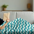 thumbnail image 3 of Seafoam Soft Flannel Fleece Blanket, Abstract Geometric Stripes with Chevron Zigzag Arrangement Vintage Inspirations, Cozy Plush for Indoor and Outdoor Use, 60" x 80", Beige Seafoam, by Ambesonne, 3 of 5