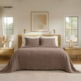 thumbnail image 6 of EVERGRACE Cotton Coverlet Set Full Queen Size 3 Pieces, Lightweight Soft Ribbed Matelassé Bedspread Quilt Set, Cozy Oversized Quilted Bedding Set with 2 Pillow Shams for All Seasons, Mocha Brown, 6 of 8