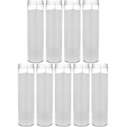 White Candles Unscented Devotional Glass Container Candle, Wax Candles 8" Ideal for Sanctuary 9 Pack