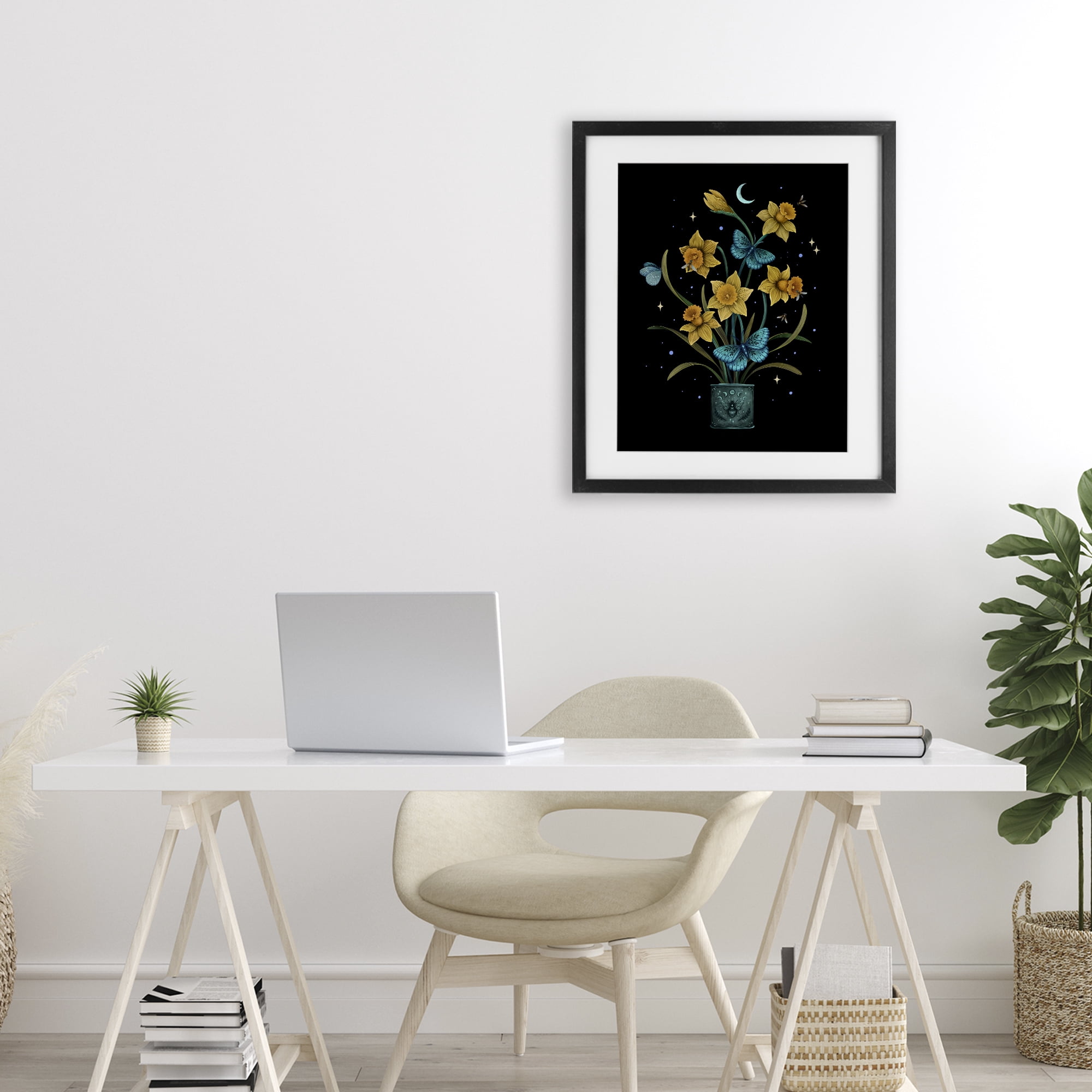 Stupell Industries Mystical March Daffodils Black Framed Print Under Glass, design by Episodic Drawings