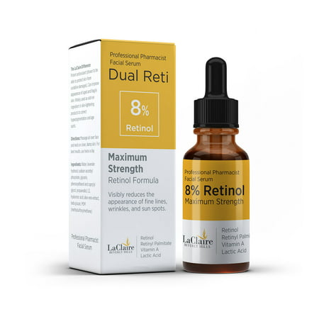LaClaire 8% Retinol & Retinyl Serum - Best Retinol Serum for Wrinkle Repair & Hyperpigmentation Treatment, Vitamin A Serum, Retinol serum for (Best Skin Bleach For Hyperpigmentation)