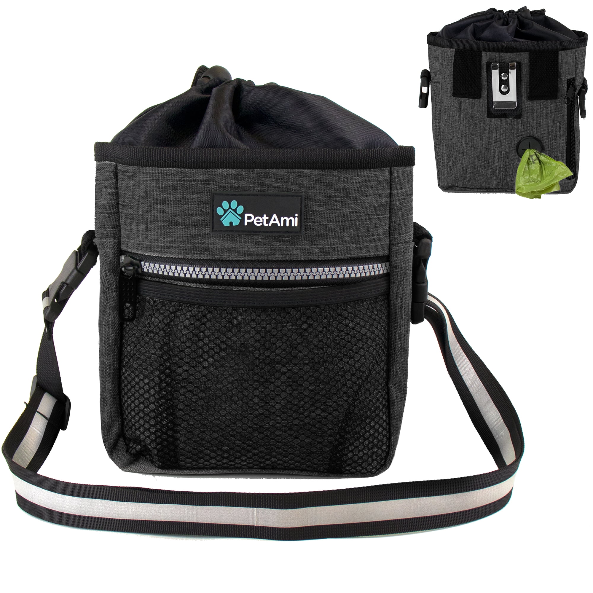 PetAmi Dog Treat Pouch Pet Treat Pouch For Training Dog Walking Bag Holder for Kibbles Pet Food Toy Dog Trainer Essentials Supplies Poop Bag