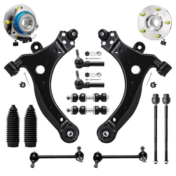 Detroit Axle - Front 14pc End Kit for Chevy Impala Monte Carlo Buick LaCrosse Regal Pontiac Grand Prix 2 Wheel Bearing Hubs 2 Lower Control Arms 4 Tie Rods 2 Boots 4 Front Rear Sway Bars