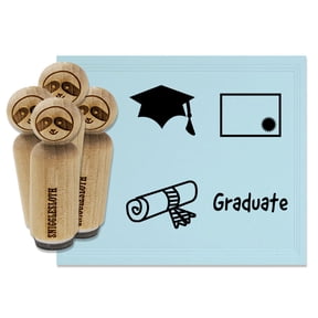 Graduation Cap Diploma Certificate Rubber Stamp Set for Scrapbooking Crafting Stamping - Small 3/4 Inch