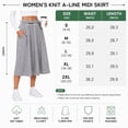 thumbnail image 5 of Women's Knit A-Line Midi Skirt with Side Pockets Elastic High Waist Loose Fit Casual Skirt for Work Daily Wear, 5 of 7