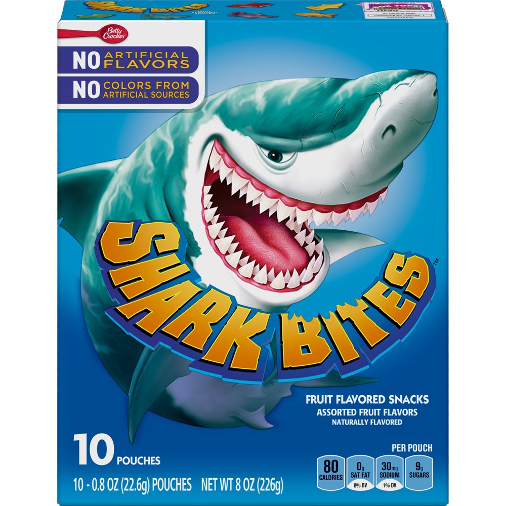 Shark Bites Fruit Flavored Snacks Assorted Flavors 10 ct 8 oz Walmart