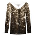 thumbnail image 4 of Fheaev Ugly Christmas Sweaters For Women Graphic Printed Plush V-Neck Patchwork Long Sleeved Slim Fitting Bottom T-Shirt Top Winter Holiday Pullovers Loose T-Shirt Blouse Top, 4 of 4