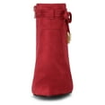 thumbnail image 3 of Botines De Arco De Cremallera Talón De Bloque Dedo Del Pie En Punta Para Mujer Rojo 38.5, 3 of 7