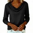 thumbnail image 6 of Puyaiuu Women's Elegant Cowl Neck Shirt Cotton Lined Spring Summer Long Sleeve Lady Cocktail Party Beach Tshirt Tunic Pullover Tops Gift, 6 of 8