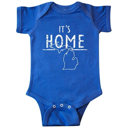 

Inktastic It s Home- State of Michigan Outline Distressed Text Gift Baby Boy or Baby Girl Bodysuit