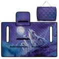 thumbnail image 4 of COEQINE Golf Cart Seat Towel Quilted Protective Cover with Carrying Handle, Universal Fit 51.2x30.3 Inch, 4 Front Pockets, Fits for Most 2 Seats Club Car, Wolf Moon Purple, 4 of 8