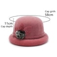 thumbnail image 2 of Sombrero redondo para mujer, sombrero vintage con acento floral, 2 of 5