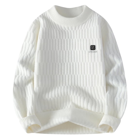 Cekizud Men's Sweaters Big and Tall Solid Fleece Crew Neck Long Sleeve Knit Sweater, M-4XL