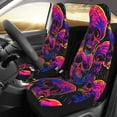 thumbnail image 3 of XMXT 2Pcs Car Seat Cover Decor Protector, Neon Color Skull Bucket Auto Front Seats Covers Fits for Cars SUVs Trucks, Universal Fit, 3 of 9