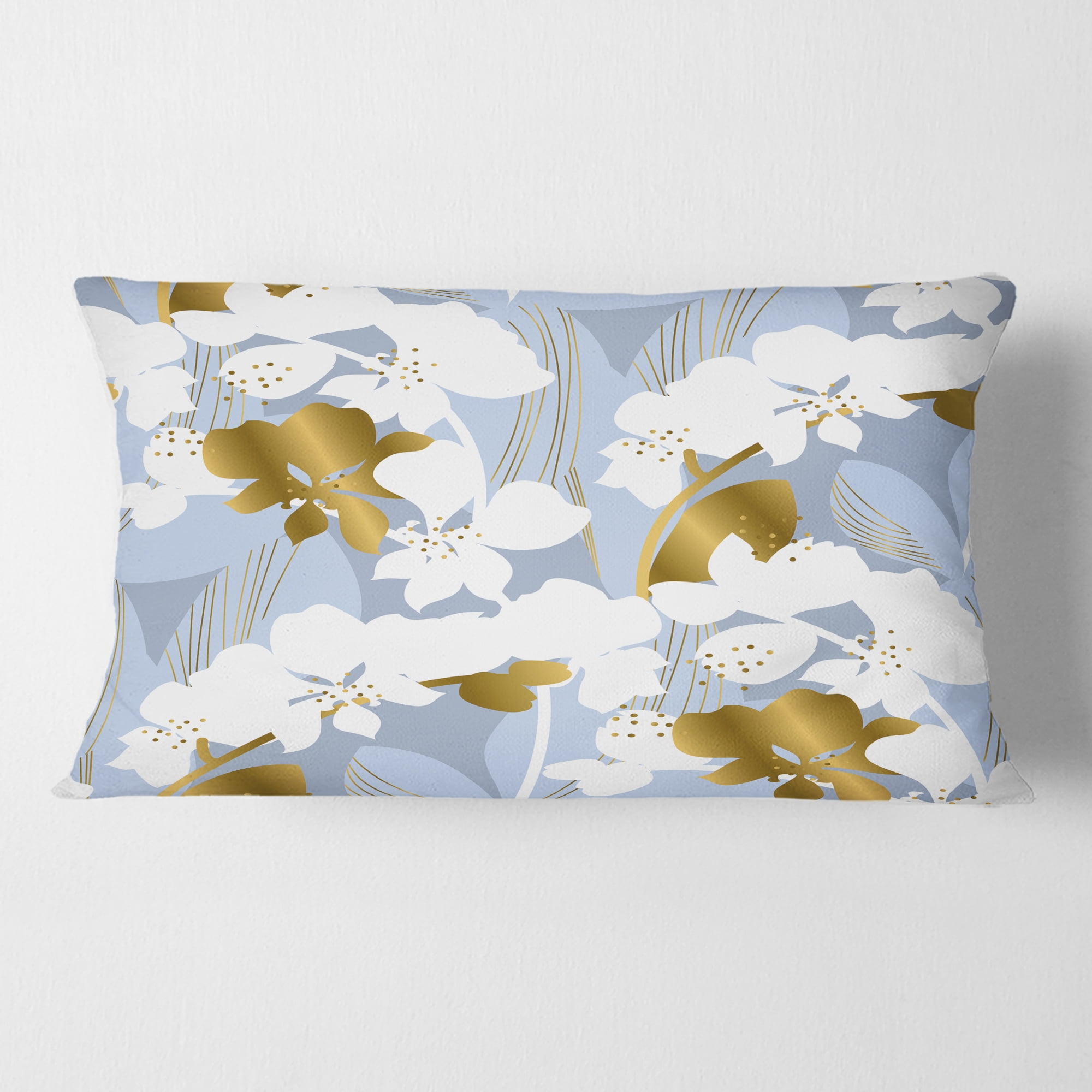 Designart Orchid blossom color pattern' Mid-Century Modern Throw Pillow - 12x20