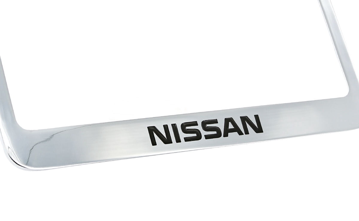 Nissan wordmark chrome plated metal license plate frame holder 2 hole