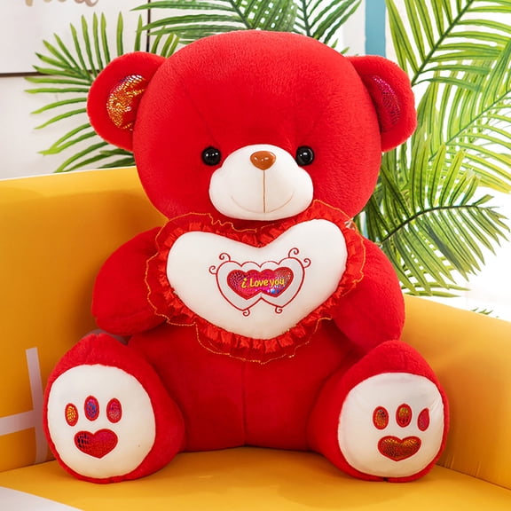 Taotanxi Small Teddy Bear with Red Heart, I Love You Valentines Teddy Bear Stuffed Animal Pink,Velvet Red Heart Bear Gift for Kids,Girlfriend,Wife,9.06"