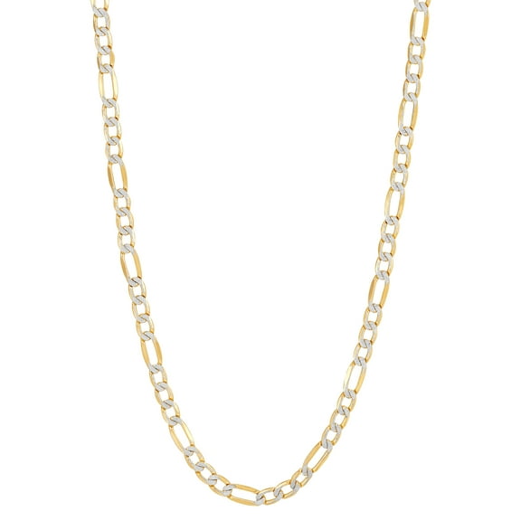 Brilliance Fine Jewelry Sterling Silver 1/20 10K Yellow Gold 3.40MM Hollow Figaro Necklace, 20"
