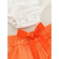thumbnail image 6 of Inevnen My First Halloween Baby Girl Outfit 3PCS Pumpkin Bodysuit Tulle Skirt Bow Headband Clothes Set, 6 of 8
