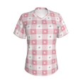 thumbnail image 4 of Wukai Plaid Heart Classic V-Neck T-Shirt for Women: Comfortable, Stylish, and Versatile Wardrobe Essential-Large, 4 of 7