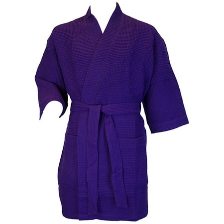 

Terrytown Thigh Length Waffle Weave Kimono Robe Purple