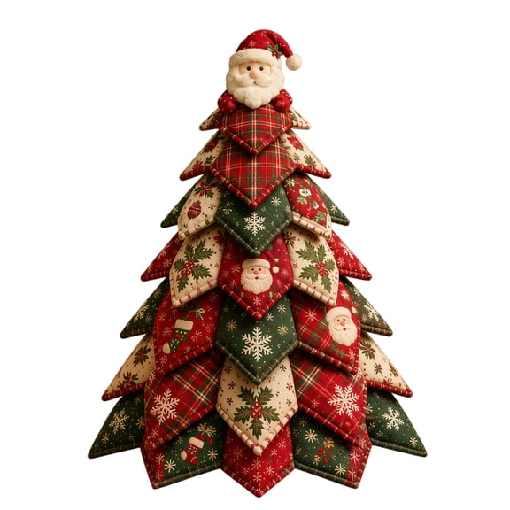DIY Christmas Tree Quilting Craft Kit Fabric Sewing Pattern Template Set with Instructions for Adults Beginners Holiday Tabletop Decor Handcraft Christmas Gift Pack