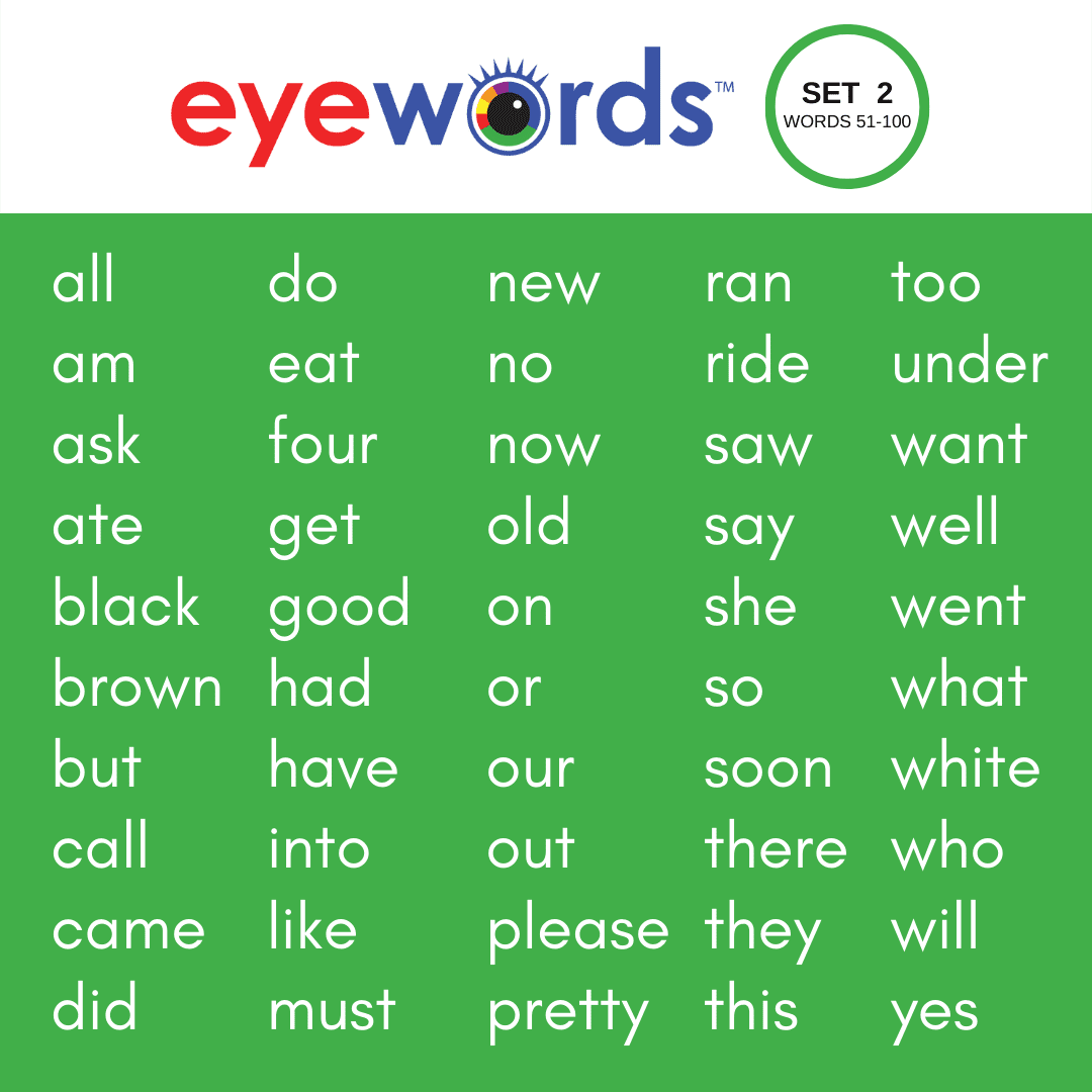 Class Set of Eyewords™ Multisensory Sight Words Desktop Dictionary, Sets #1 & 2, Words 1-100 (15 Sets)