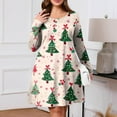 thumbnail image 5 of Christmas Dresses for Women Plus Size Women's Gradient Print Casual Spring/Autumn Pocket Round Neck Long Sleeve Dress with Vintage Christmas Print for Holiday Wear,Pink,XL, 5 of 6