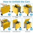 thumbnail image 6 of Folding Utility Cart Portable Rolling Crate Hand Truck Teacher Cart Heavy Duty Plastic Telescoping Handle Collapsible Hidden Lid Swivel Wheels for Travel Shopping Moving Office Use-Yellow Gray, 6 of 8