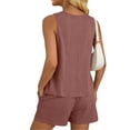 thumbnail image 4 of FNFYFH Cotton Pajamas for Women Set 2 Piece Short Sets Summer Tank Top Matching Shorts Lounge Set, 4 of 5
