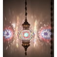 thumbnail image 2 of DEMMEX 10" Diameter XL Mosaic Globe Turkish Moroccan Hanging Pendant Lamp, Plug-in Ceiling Light with 15 ft Chain & Cord, 2.5 ft Hanging Height, No Wiring, Handmade (Multicolor-3), 2 of 5