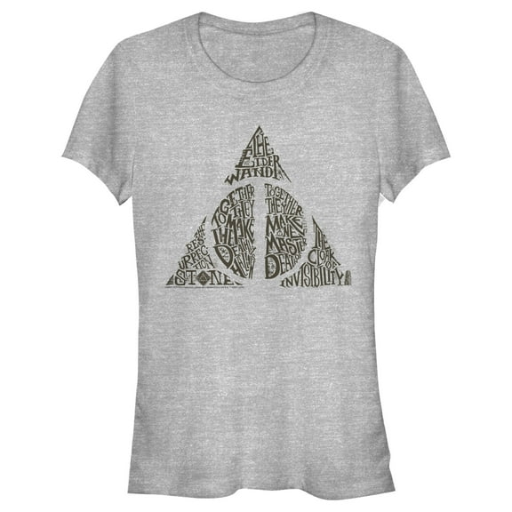Junior's Harry Potter Deathly Hallows Secret  Graphic Tee Athletic Heather Large