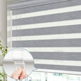 thumbnail image 3 of Keego Cordless Zebra Blinds for Windows 85% Blackout Shades Dual Layer Roller Shades for Home Bedroom Office (Grey Color, 59"W x 72"H, 3 of 9