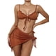 thumbnail image 3 of Txlixc Conjunto de traje de baño dividido para mujer, bikini con volantes+bragas con cordones+cobertores de malla Txlixc Moda, 3 of 7