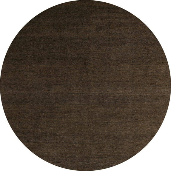 Ahgly Company Indoor Round Abstract Dark Brown Abstract Area Rugs, 7' Round