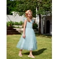thumbnail image 4 of Arshiner Girls Summer Dress Tulle Ruffle Sleeve Smocked Cami Maxi Tiered Casual Tween Sundress, 4 of 7