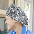 thumbnail image 3 of 3PC Printed Working Surgical Cap with Buttons and Sweatband Adjustable Tie Back Hat for Women Men, 3 of 3