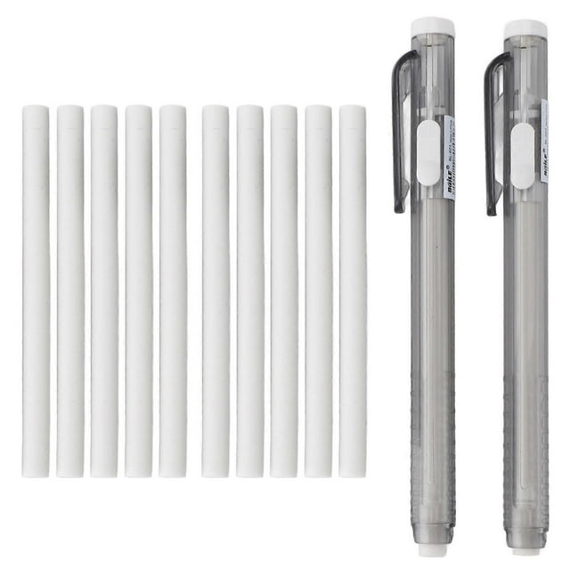 Ensemble de 2 stylos gommes rétractables et recharges pour l'école et le bureau