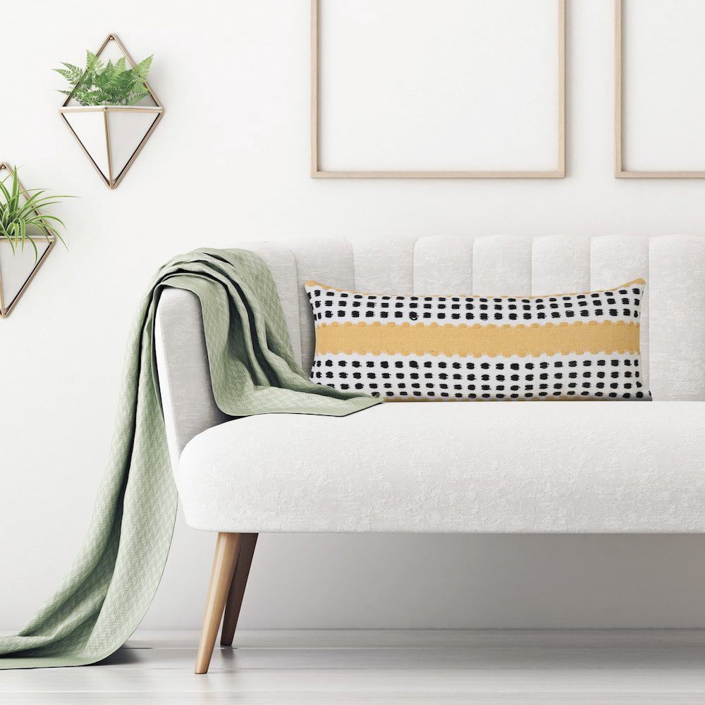 LR Home Metropolitan Woven Dash Grid Striped Lumbar Throw Pillow