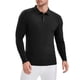 thumbnail image 4 of Camisa de polo de punto de negocios de color sólido de manga larga para hombre L negra, 4 of 6