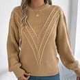 thumbnail image 5 of Buigttklop 2024 Fashion Cable Knitted Sweaters for Women Crewneck Long Sleeve Oversized Pullover Vintage Fall Winter Knitwear, 5 of 6