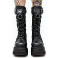 thumbnail image 4 of Womens Goth Platform Boots Chunky Heel Boots Lace Up Zipper Round Toe Mid Calf Boot, 4 of 8