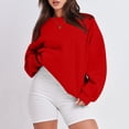 thumbnail image 4 of Lumtrix Women Fall Oversized Crewneck Sweatshirt Vintage Long Sleeve Pullover Loose Fit Cute Y2K Hoodie Red M, 4 of 7