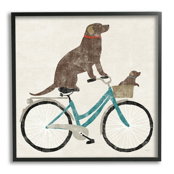 Stupell Industries Vintage Dogs Riding Bicycle Animals & Insects Painting Black Framed Art Print Wall Art, 12 x 12