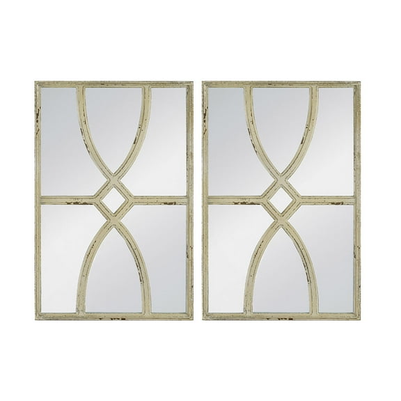Wall Mirror 16" x 23" Rectangular Wooden Wall Mirrors with Distressed White Frame, Vertical or Horizontal, Home Decor for Living Room, Set of 2,Bathroom Mirror