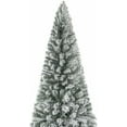 thumbnail image 3 of Favory 7.5ft Slim Snow Flocked Christmas Tree with Lights,Realistic Frosted Skinny Pencil Prelit with 1102 Branch Tips, 350 Warm Lights & Metal Stand, Aritificial Tree, 3 of 11