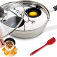 thumbnail image 1 of Eggssentials 2 Cup Egg Poacher, Stainless Steel, Non-stick PFOA Free with Spatula, Poached Egg Maker, Egg Poachers Cookware, 1 of 7